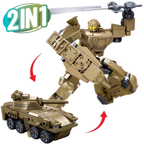 Sluban - 2 in 1 Exo Suit Robot Auto Tank | Transformers mecha force bouwset | Ideas expert leger modelbouw | Compatibel met lego mould king mega | Classic Icons Creator speelgoed technisch bouwpakket voor kinderen & volwassenen | 233 bloks van Sluban