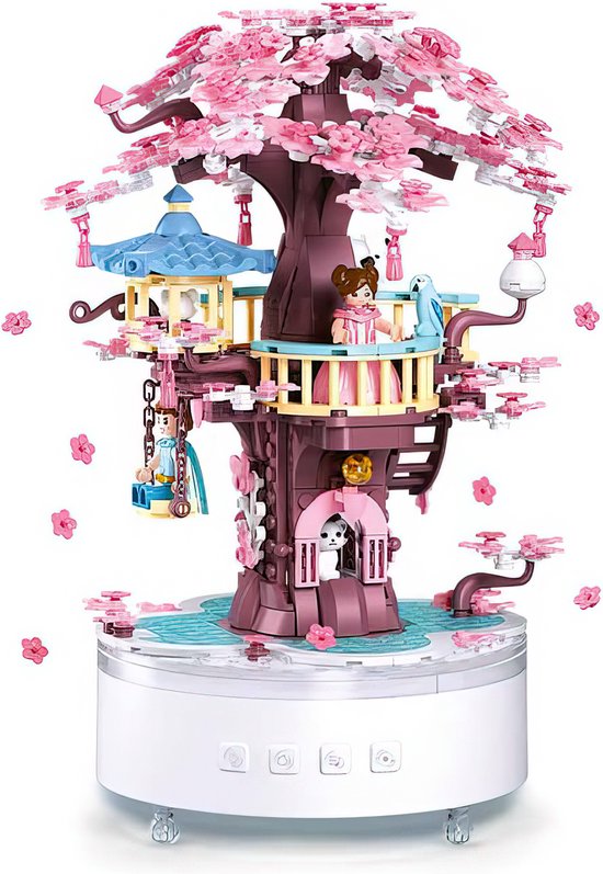 Sluban - Bonsai boomhut met botanical bloemen | Fantasy friends city adventures | Classic bloemenpracht musicbox compatibel met lego | Icons Creator speelgoed mega bouwpakket voor meisjes / kinderen & volwassenen | 577 bouwstenen | Moederdag cadeau van Sluban