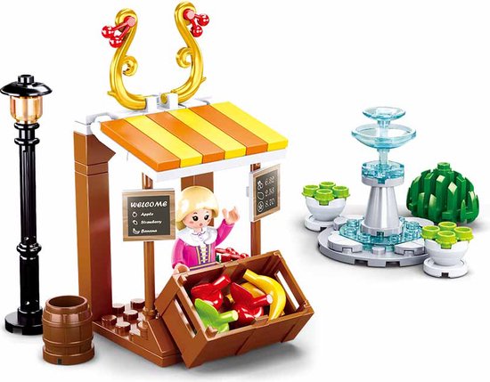 Sluban Fruitstal, Bouwblokken, Bouw set fruitstal, Bouw set, Blokken van Sluban