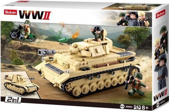 Sluban M38-B0693 Building Blocks Wwii Serie Panzer Iv German Tank van Sluban