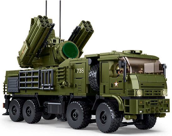 Sluban - M38-B125 Army luchtafweertruck | City defender modelbouw bouwpakketten | Classic creator autos’s | Technische ideas speelgoed kinderen & volwassenen | 619 bouwstenen (compatibel met Mould King of Lego stenen) | Sinterklaas of Kerst cadeautje van Sluban