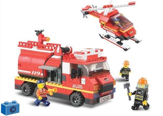 Sluban Watertankwagen En Helicopter van Sluban