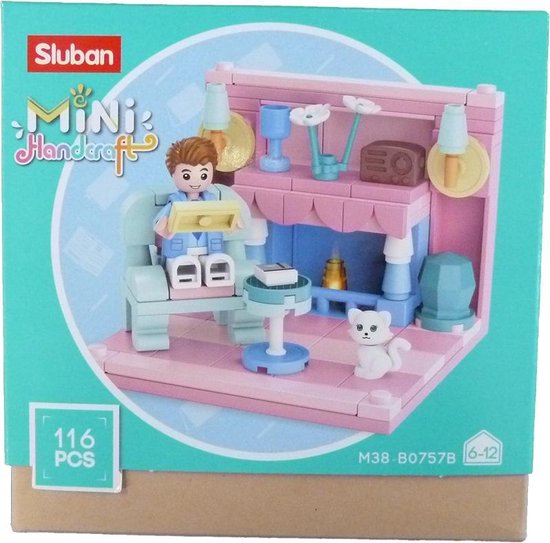 Sluban Woonkamer Junior 14,6 Cm Roze/blauw 111-delig van Sluban