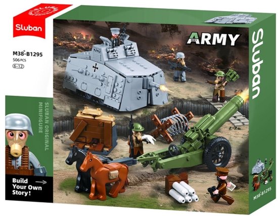 Sluban WW2 Attack Tank & Howitzer bouwspeelgoed kinderen vanaf 6 jaar – Leger army constructie speelgoed modelbouw – bouwdoos met 506 bouwstenen – M38-B1295 van Merkloos