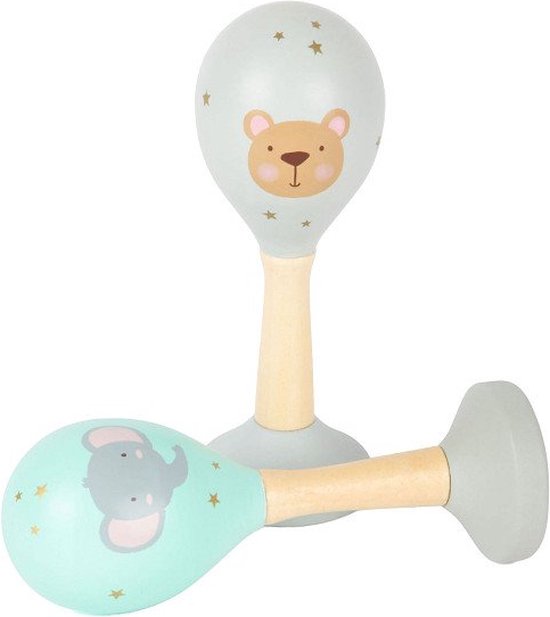 Small Foot - Houten Baby Rammelaar Maracas Dier, Set van 2 van Small Foot