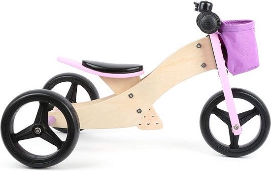 Small Foot - Houten Driewieler en Loopfiets 2in1 Roze van Small Foot