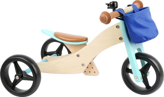 Small Foot - Houten Driewieler en Loopfiets 2in1 Turquoise van Small Foot