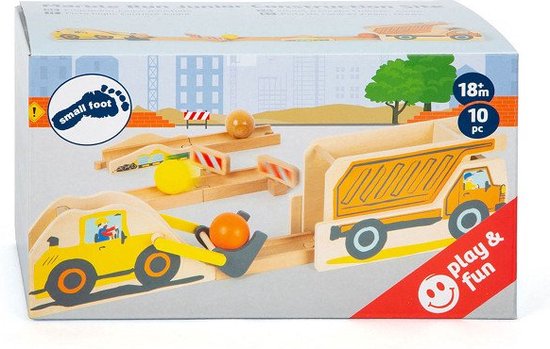 Small Foot - Houten Knikkerbaan Junior Bouwplaats, 10dlg. van Small Foot