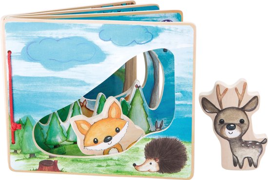 Small Foot - Houten Prentenboek Bos met 2 Speelfiguren van Small Foot