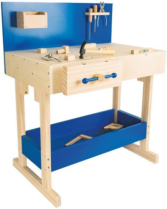 Small Foot - Houten Speelgoedwerkbank Blauw met Accessoires van Small Foot