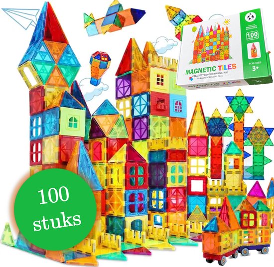 Sophie's Planet - Magnetic Tiles - Magnetisch Speelgoed – 100stuks - Constructie speelgoed - Magnetische tegels - Montessori speelgoed - magna tastisch - kinderspeelgoed 3 jaar - kinderen - cadeau - bouwspeelgoed van Sophie's Planet