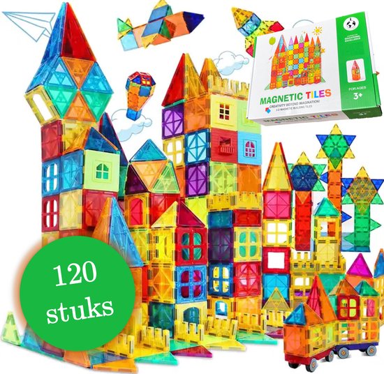 Sophie's Planet - Magnetic Tiles - Magnetisch Speelgoed – 120 stuks - Constructie speelgoed - Magnetische tegels - Montessori speelgoed - magna tastisch van Sophie's Planet