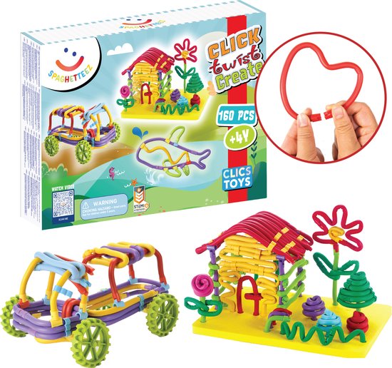 Spaghetteez 160 stuks set- flexibele bouwstaafjes- speelgoed 4,5,6,7,8 jaar jongens en meisjes- knutselen meisjes jongens- constructie speelgoed- Montessori speelgoed- educatief speelgoed van Funny Fidgety Kids