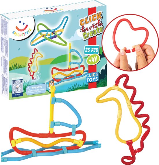 Spaghetteez 35 stuks set- flexibele bouwstaafjes- speelgoed 4,5,6,7,8 jaar jongens en meisjes- knutselen meisjes jongens- constructie speelgoed- Montessori speelgoed- educatief speelgoed van EZIMOOV