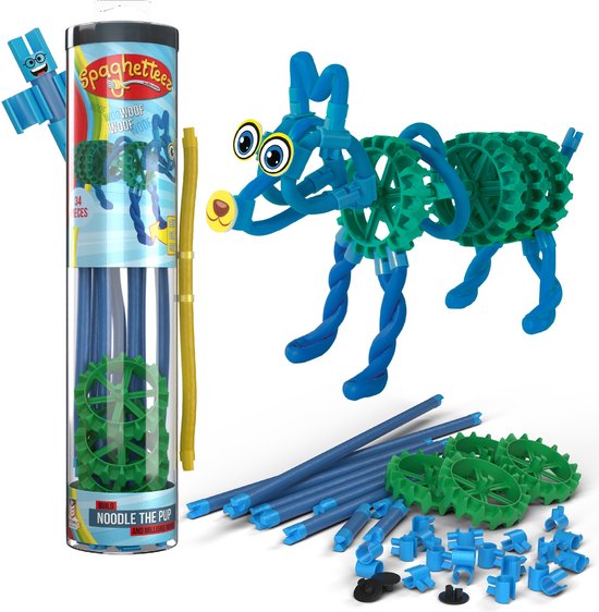 Spaghetteez - Noodle The Pup - Flexibele Bouwstaafjes - Speelgoed 5,6,7,8 Jaar Jongens en Meisjes- Constructie Speelgoed- Montessori Speelgoed- Educatief Speelgoed van Merkloos