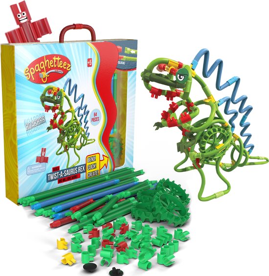 Spaghetteez - Twist-A-Saurus Rex - Flexibele Bouwstaafjes - Speelgoed 5,6,7,8 Jaar Jongens en Meisjes- Constructie Speelgoed- Montessori Speelgoed- Educatief Speelgoed van Stick-O
