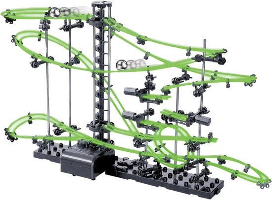 Speelgoed Achtbaan - Knikkerbaan Speelset - Educatief Spelen - Met Motorset - 41 x 301 x 8 cm - Zwart-groen van Merkloos