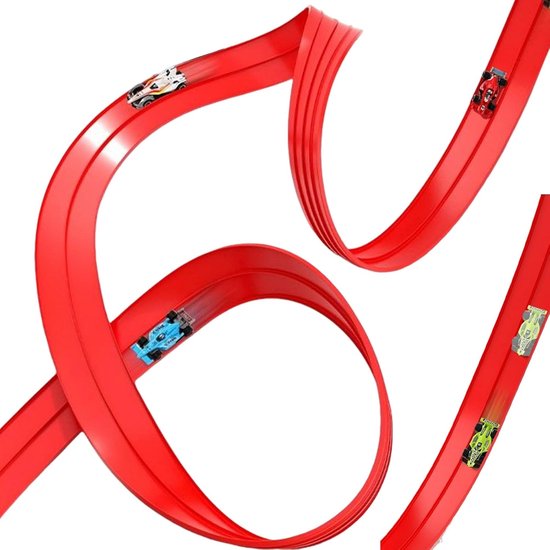 Speelgoed Racebaan - Flexibele Baan - Binnen en Buiten - Met Zuignappen - 390cm Lengte - Meerdere Kleuren van Merkloos