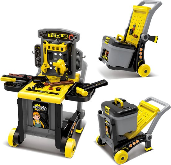 Speelgoed werkbank - 3-in-1 - 17 onderdelen - 59 x 42 x 46,5 cm van Playfun