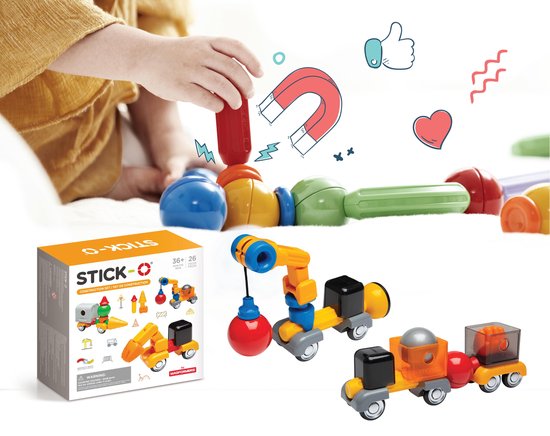 Stick-O Constructieset - magnetisch speelgoed - 32 modellen - magneten speelgoed - baby blokken van ConstruLines
