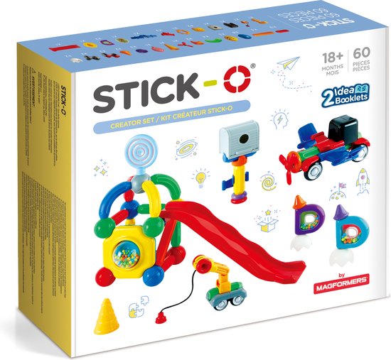 Stick-O Creator Set - magnetisch speelgoed - 60 stuks - magneten speelgoed - baby blokken van Stick-O