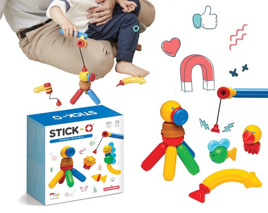 Stick-O Fishing Set - magnetisch speelgoed - speelgoed 1 jaar - peuter speelgoed jongens en meisjes - baby speelgoed - speelgoed jongens 2 jaar van Stick-O