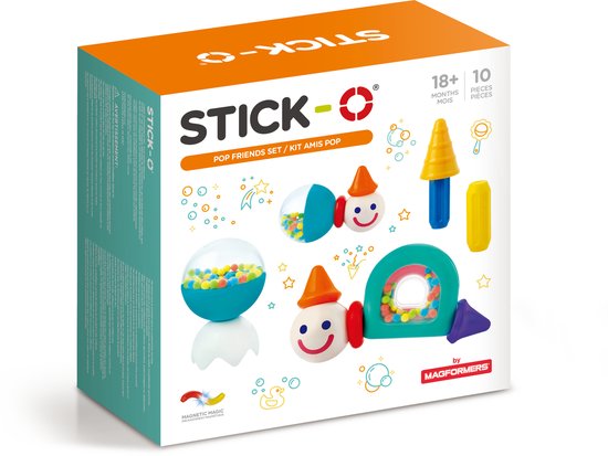 Stick-O Pop Friends set - magnetisch speelgoed - 10 stuks - magneten speelgoed - baby blokken van Stick-O