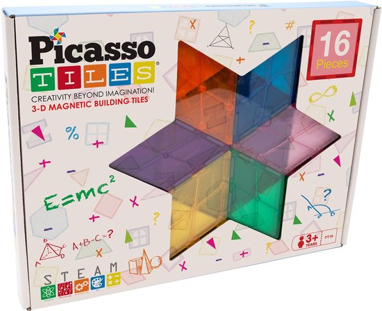 Tactic Picasso Tiles - Constructiespeelgoed - Magnetic Tiles - Geometry Set: 16-delig van Tactic