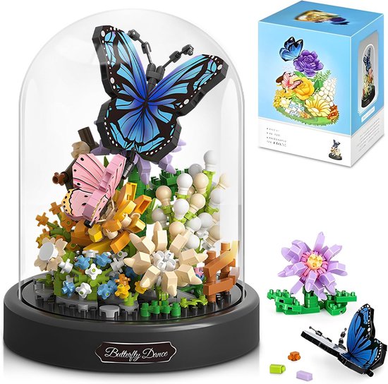 Taishengda - Mini Kunstbloemen Boeket - Bloemenboeket in Stolp - Bouwsets Volwassenen - Botanical Flowers Collection - Botanical Bloemen - Bouwsets - Niet geschikt voor LEGO - Vlinder - Decoratie voor Huis, Cadeau, Kerst, Oudjaar, Nieuwjaar van Merkloos