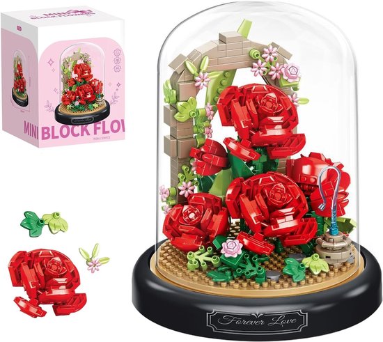 Taishengda - Mini Kunstbloemen Boeket - Bloemenboeket in Stolp - Bouwsets Volwassenen - Botanical Flowers Collection - Botanical Bloemen - Bouwsets - Rozenblokken - Niet geschikt voor LEGO - Decoratie voor Huis, Cadeau, Kerst, Oudjaar, Nieuwjaar van Merkloos