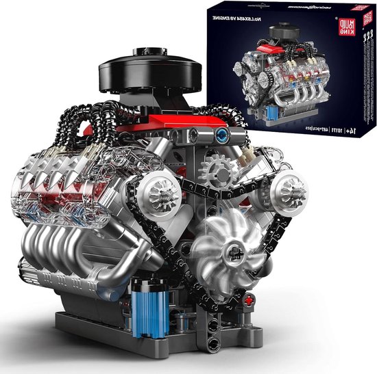 Techniek V8 Motor - Bouwstenen Set - Model Bouwen - Realistische Details - 487 Stuks - Niet gespecificeerd van Merkloos