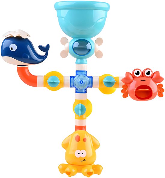 Teedz - Badspeelgoed - Waterrad - Fontein – Waterspeelgoed met Dieren - Octopus - Walvis - Krab – Educatief en Interactief – Voor Bad & Zwembad – vanaf 3 jaar van Teedz