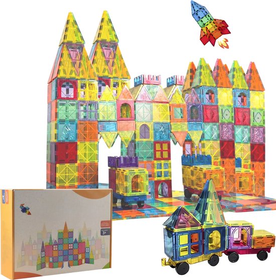 Teedz - Magnetic Tiles - Magnetisch Speelgoed - 100 stuks - Constructie speelgoed - Magnetische tegels - Montessori speelgoed - Magnetic toys - Magnetische bouwstenen - Speelgoed Kinderen - Speelgoed 3 jaar t/m 12 jaar van Teedz