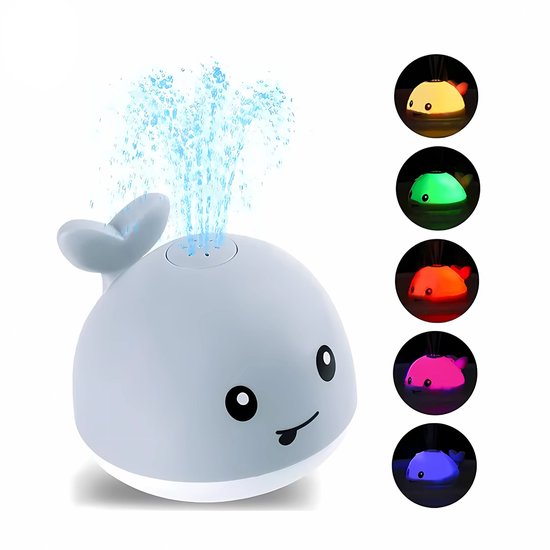 Teedz - Mini Badwalvis - Badspeelgoed - Lichtjes - Vis Spuit Water - Badspeeltjes - Voor in bad - Fish Spray Water - Waterspeelgoed - Speelgoed - Fish Bath Toy van Teedz