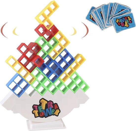 Tetra Tower Balans Spel - Tetris Tower Spel - Educatief Speelgoed - 3D Bouwpuzzel - Kerstcadeau - Bouwset - Stack Attack - Montessori Speelgoed - Fijne Motoriek - Kleurrijke Bouwstenen - Ruimtelijk Inzicht - Creatief Speelgoed - TikTok - 48 STUKS van T