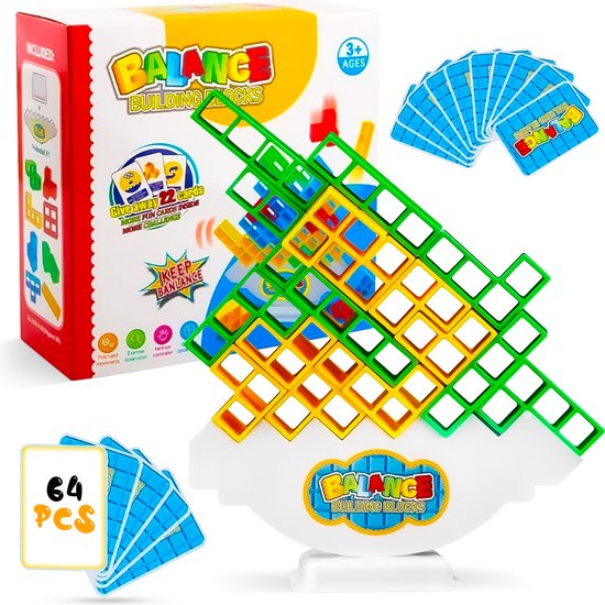Tetra Tower Spel Balance - Montessori Speelgoed - Tetris Tower Spel - Balansspel - Educatief Speelgoed - Bouwset - Tiktok - 64 Stuks van T