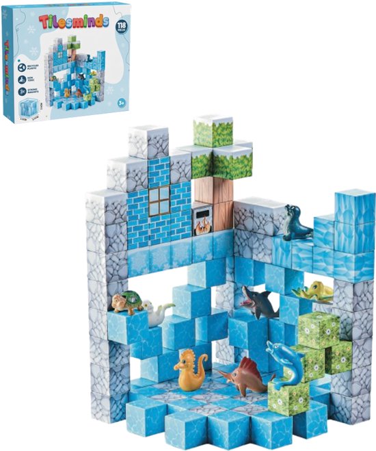 TilesMinds® - Magnetische blokken - 118 stuks - Magnetic cubes - Magnetisch bouwspeelgoed - Magnetisch speelgoed - Magnetic tiles - Magneten speelgoed - Montessori speelgoed - Educatief speelgoed - Magnetische bouwstenen - Ontdek je eigen ijswereld van Merkloos