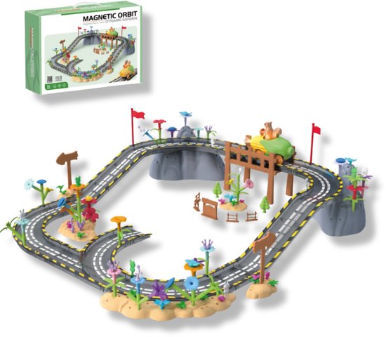 Tilesminds® Orbit – Magnetisch Speelgoed Racebaan – 153-delig – Inclusief Auto – Creatief & Educatief Speelgoed van Tilesminds