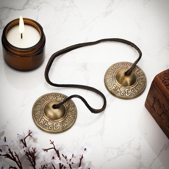 Tingsha Bekkens - Tibetaanse Klokken voor Boeddhistische Meditatie Yoga - Om Namah Shivay Reliëf Manjira Spirituele Geschenken van T