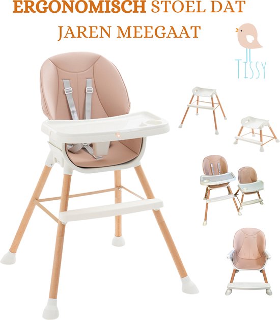 Tissy - Kinder eetstoel - Meegroei stoel - Innovatieve stoel - Kinderkruk - Eetstoel - Stoel - Clikk kinderstoel - Kinderstoelen - Moderne Design Kinderstoel - Roze kleur van Tissy