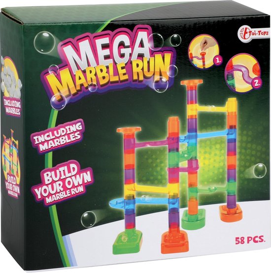 Toi-toys Knikkerbaan Mega Junior Glas Transparant 58-delig van Toi-Toys
