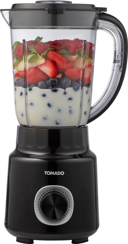 Tomado TTB1501B - Blender - 1,5 liter - 2 snelheden - 500W - Pulsestand - Deksel beveiliging - Zwart van Tomado