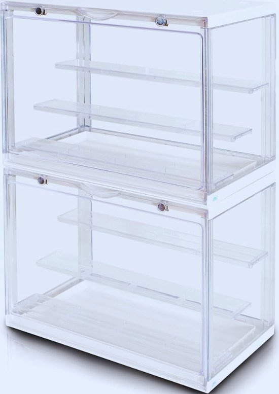 Transparante Acryl Vitrine Met Meetrappen Voor Lego Collectie - Figuren En Modellen - Stofbescherming Displaybox Voor Actiefiguren (2 stuks - Wit) van Bilzenribbit