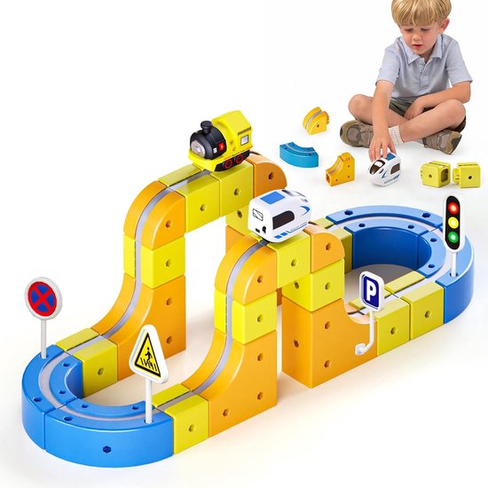 Treinbaan Set - Bouwblokken Speelgoed - Creatief Spelen - 3D Lay-outs - 126 Delen van Merkloos