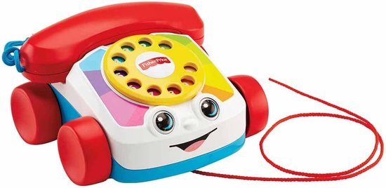 Trekspeeltje voor peuters Babytelefoon Fantasietelefoon met draaischijf en wieltjes voor wandelend spelen voor peuters vanaf 1 jaar van Fisher-Price