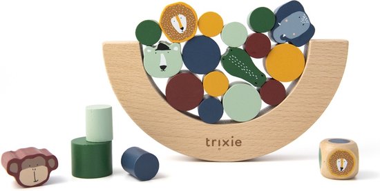 Trixie Houten Balanceerspel - Houten speelgoed - Educatief speelgoed - Fijne motoriek - Peuterspeelgoed - Kleuterspeelgoed van Trixie