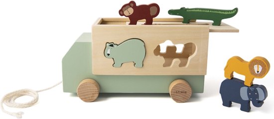 Trixie Houten Dierentruck - Houten speelgoed - Auto's - Dieren - Peuter- en kleuterspeelgoed van Trixie