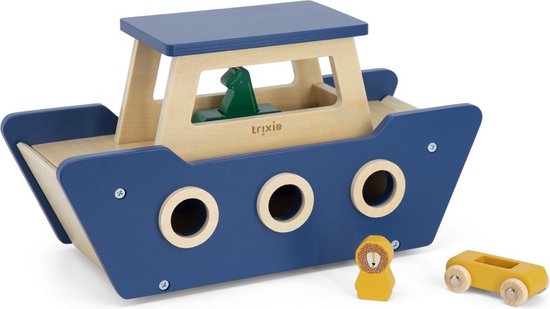 Trixie Houten Veerboot - Educatief - Houten speelgoed - Motoriek- Pretend Play - Voor Peuters & Kleuters van Trixie