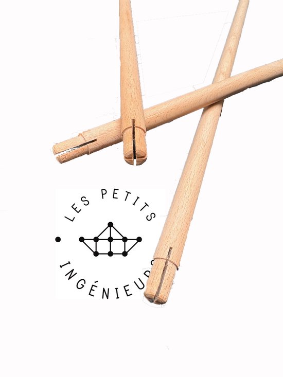 Uitbreidingsset 10 stokken behorende bij de bouwdoos van Les Petits Ingénieurs. Onbehandeld FSC-beukenhout. Montessori speelgoed. van Merkloos