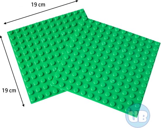 Uniblocks | Bouwplaat donkergroen - 19 x 19 cm - 2 stuks | 2 stuks | Bouwplaat geschikt voor Duplo |wegen | stad | city | wegplaat | auto’s | combineer met DUPLO wegenplaten | bouwplaten van Uniblocks
